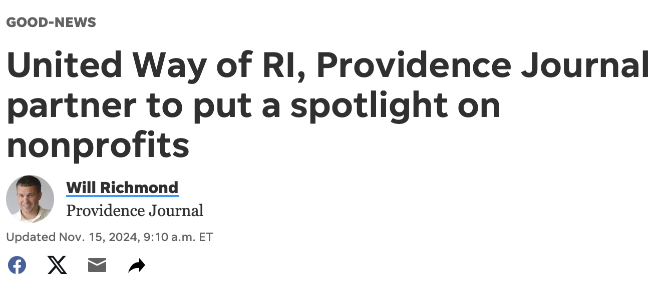 screenshot of the province journal featuring united way of rhode island